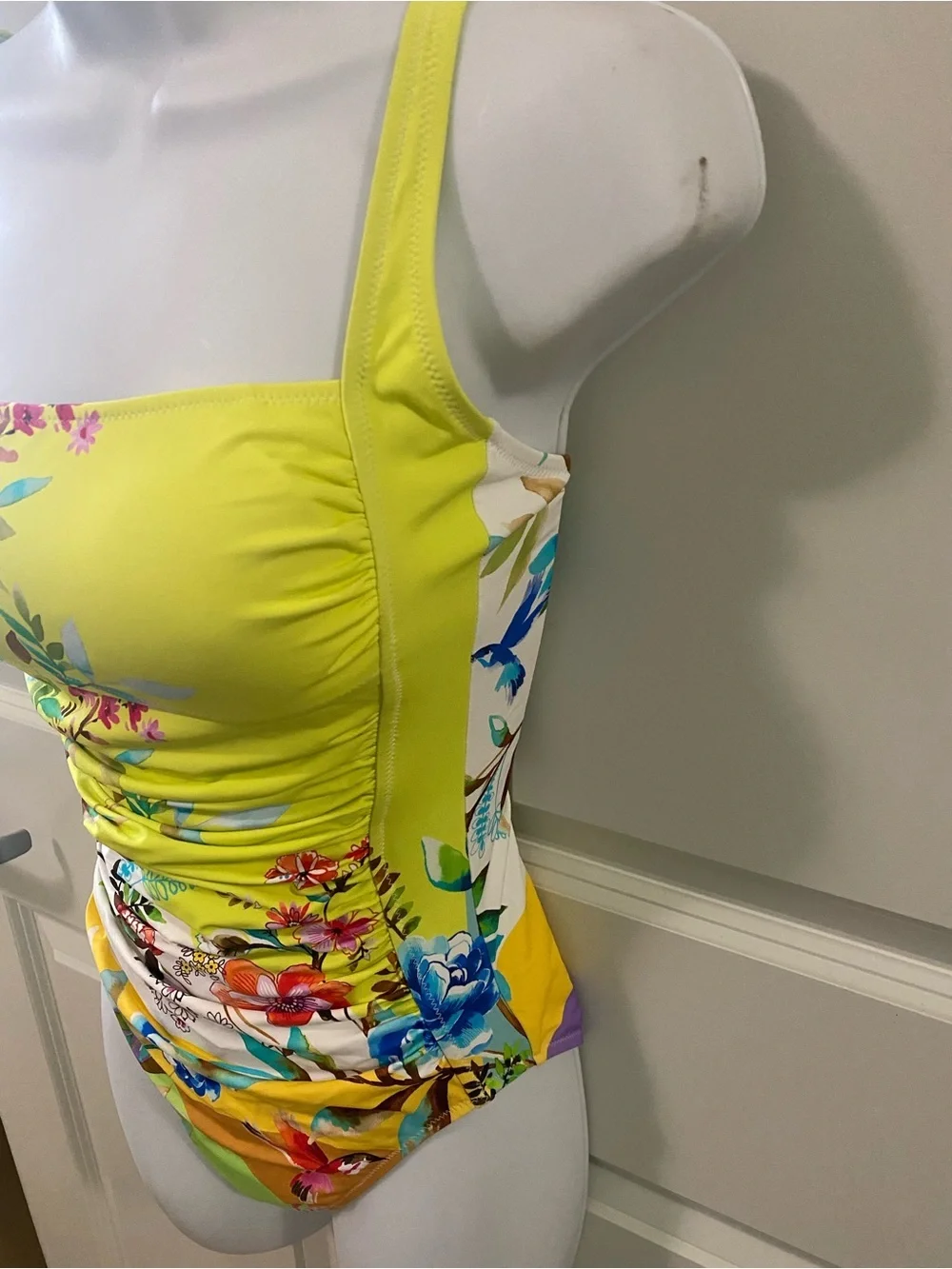 Johnny Was Yellow Floral One-Piece Swimsuit